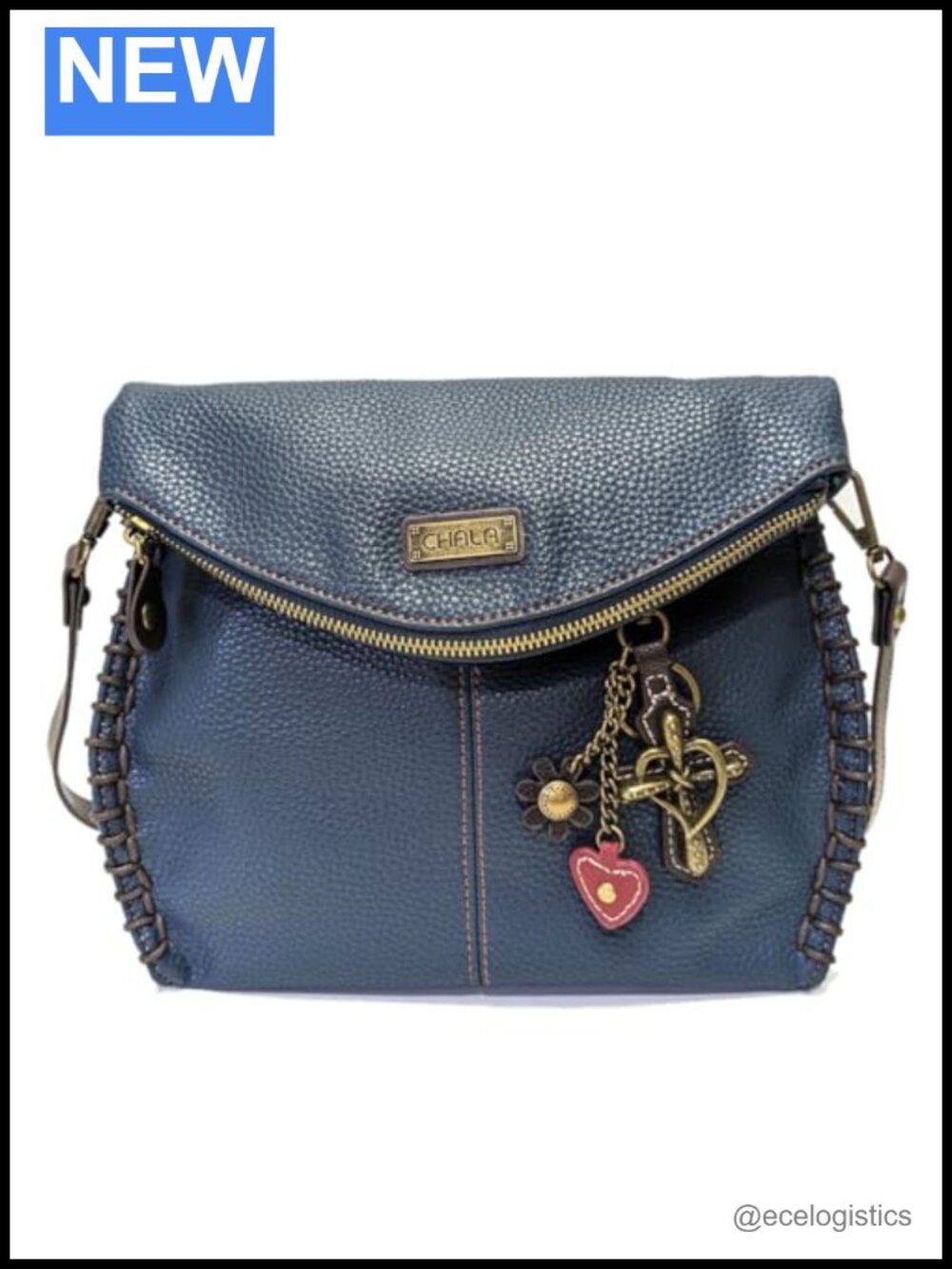 Charming Crossbody Bag with Flap Top and Zipper, Faux Leather, Convertible